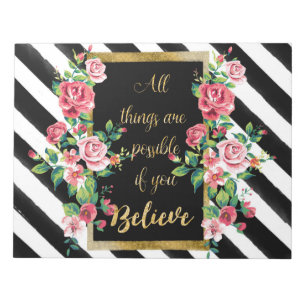 Modern golden inspirational quote notepad