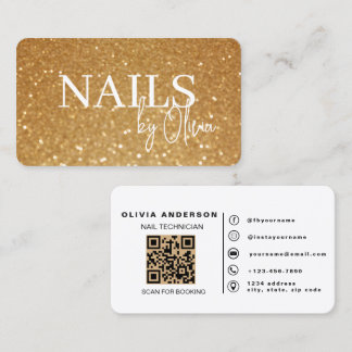 Modern Golden Nail Specialist QR Code Business Card