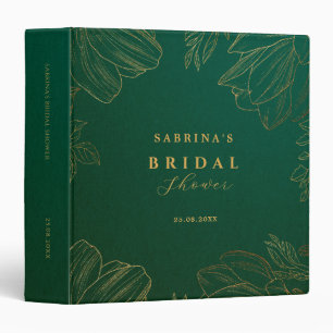 Modern Golden Nature Floral Green Bridal Shower  Binder