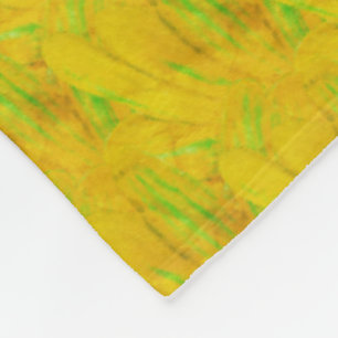 Modern Golden Palm Yellow Floral Pattern Fleece Blanket