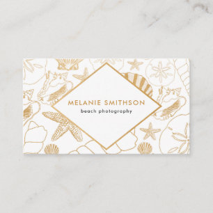 Modern Golden Shell beach themed business card