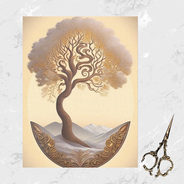 Modern Golden Tree Illustration Tissue Paper (Creator Uploaded)