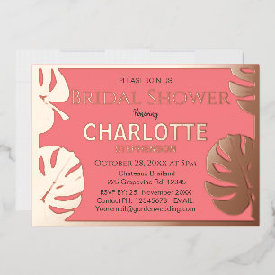 Modern Golden Tropical Leaves Bridal Shower Gold