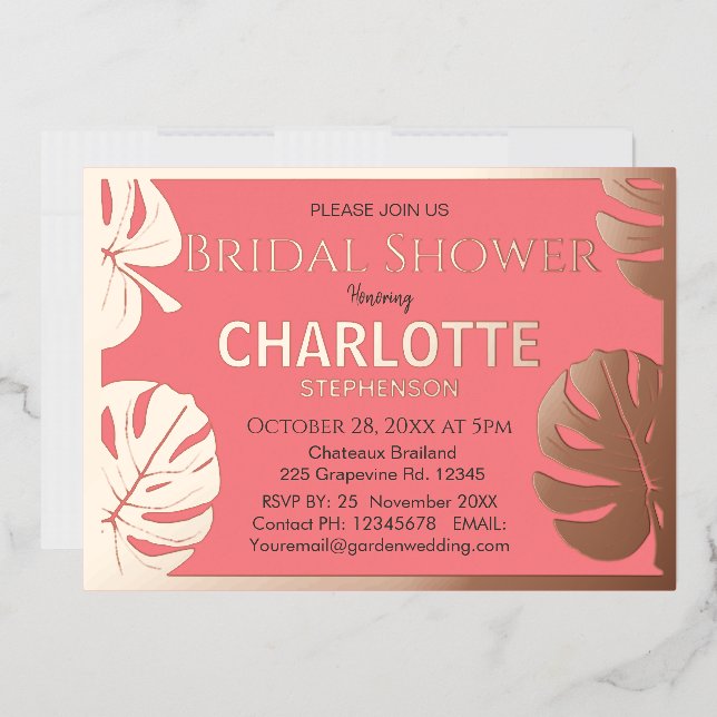  Modern Golden Tropical Leaves Bridal Shower  Gold (Envelope)