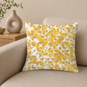 Modern Golden Yellow Geometric Pattern Throw Pillow