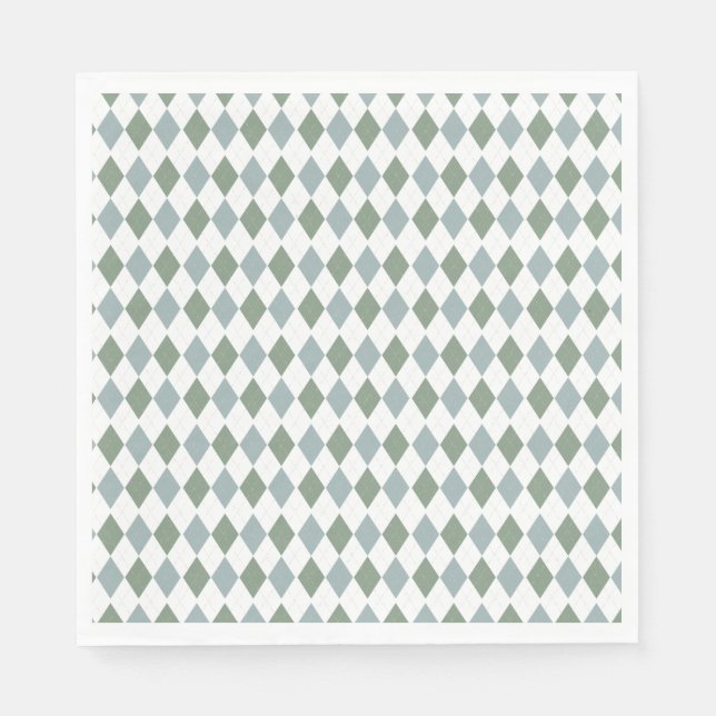 Modern Golf Baby Shower Argyle Pattern  Napkin (Front)