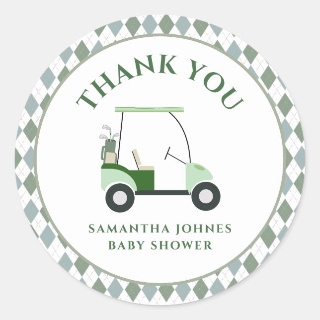 Modern Golf Baby Shower  Classic Round Sticker (Front)