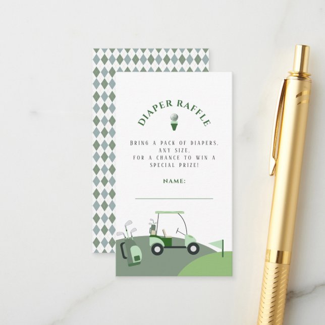 Modern Golf Baby Shower  Enclosure Card (Front/Back In Situ)