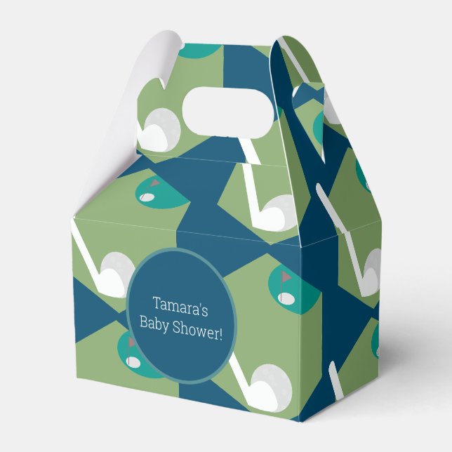 Modern Golf Ball Hole Party Birthday Baby Pattern Favor Box (Front Side)