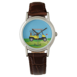 Modern Golf Cart & Green Course Personalized Watch