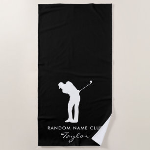 Modern Golf Club House Name Custom Beach Towel