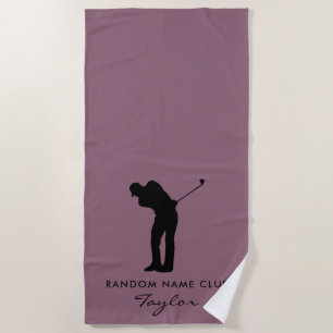 Modern Golf Club Name Personalized Beach Towel
