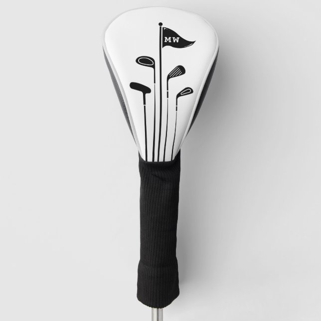 Modern Golf Clubs Create Your Own Initials  Head Cover (Front)