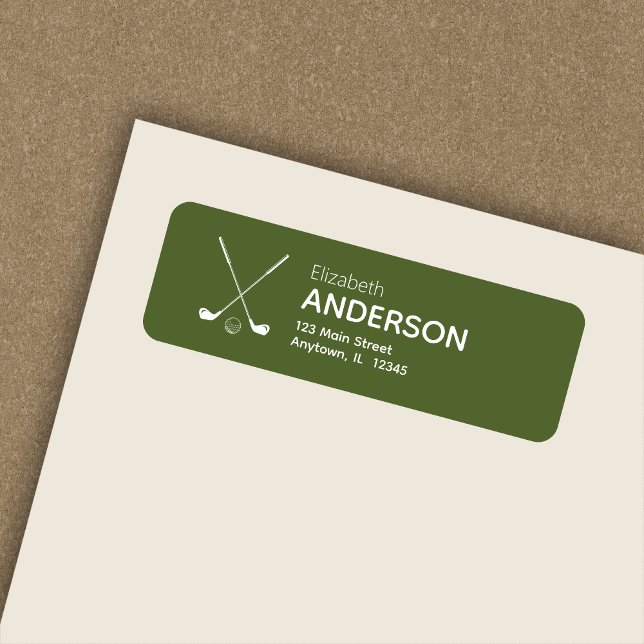 Modern Golf Clubs Olive Green Return Address (Creator Uploaded)