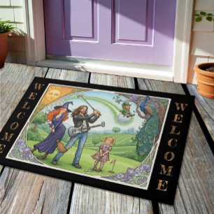 Modern Golf Family, Witch, Rockstar, Leprechaun Doormat