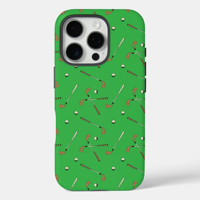 Modern Golf Golfer Club Ball Pattern Green Case-Mate iPhone Case (Back)
