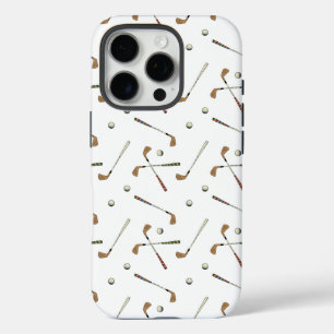 Modern Golf Golfer Club Ball Pattern White iPhone 16 Pro Case