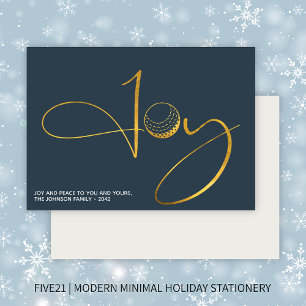 Modern Golf Joy & Peace Navy Blue Christmas Holiday Card