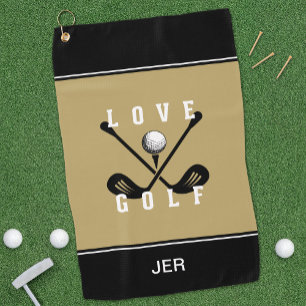 Modern Golfer Golf Ball Pro Sport Quote Black Gold Towel