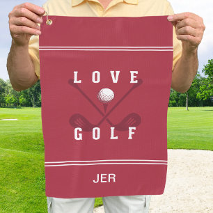Modern Golfer Golf Ball Pro Sports Club Quote Red Towel