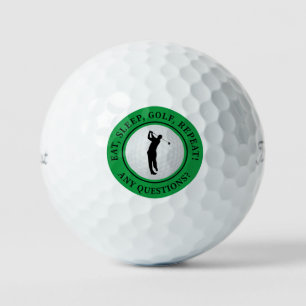 Modern Golfer Male Silhouette Funny Saying Mens Golf Balls