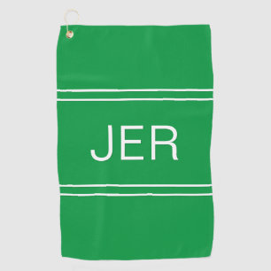 Modern Golfer Monogram Initials Classic Green Pro Golf Towel