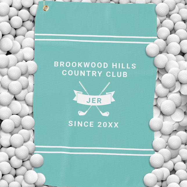 Modern Golfer Monogram Initials Golf Clubs Teal Towel (Modern Golfer Monogram Initials Golf Clubs Teal Golf Towel)