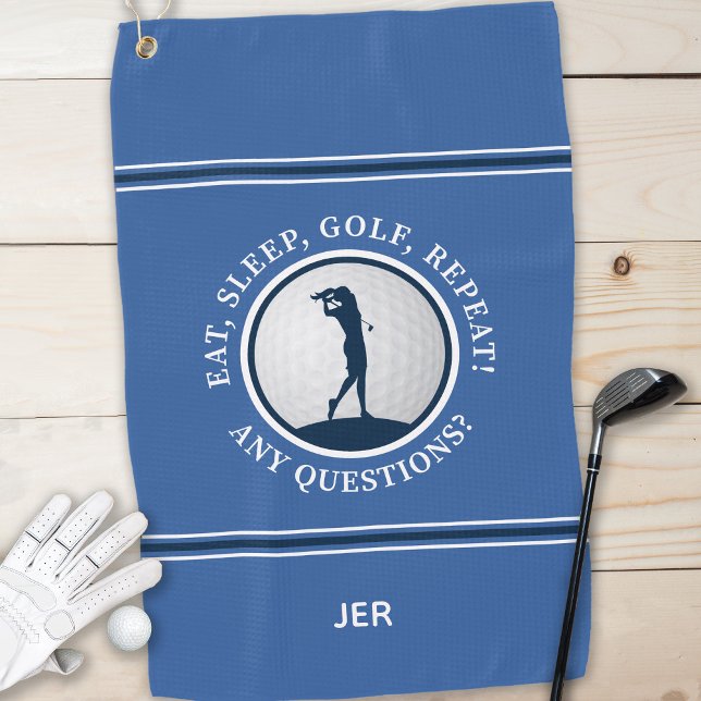 Modern Golfer Monogram Pro Sports Golf Ball Blue Towel (Modern Golfer Monogram Pro Sports Golf Ball Blue Golf Towel)