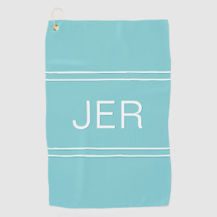 Modern Golfer Monogrammed Initials Stylish Teal Golf Towel