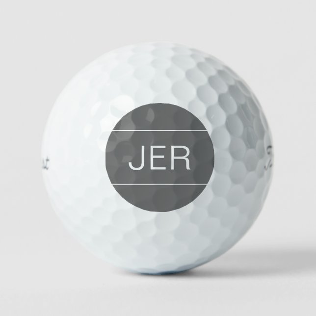 Modern Golfer Simple Monogram Initials Cool Grey Golf Balls (Front)