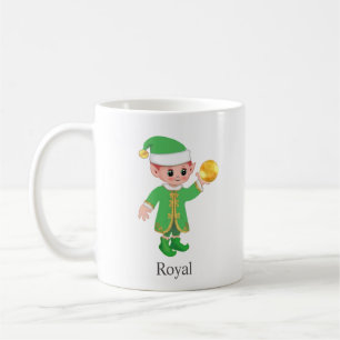 Modern Good Luck Elf with Calligraphy & Monogram Coffee Mug