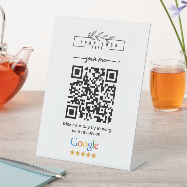 Modern Google Reviews Business Link QR Code   Pedestal Sign (In SItu)