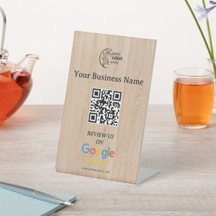 Modern Google reviews qr code tabletop sign