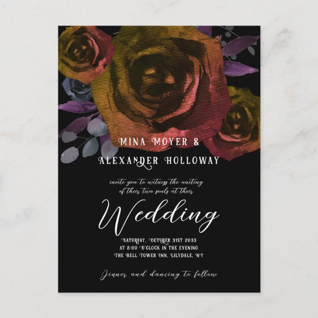 Modern Goth Dark Roses QRC  Postcard (Front)