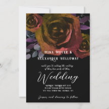 Modern Goth Dark Watercolor Roses Wedding