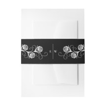 Modern Gothic Rose Swirls Black and White Wedding