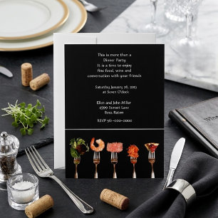 Modern Gourmet Food on Forks Dinner  Invitation