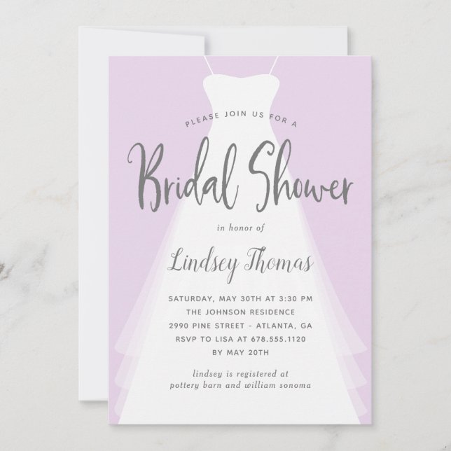 Modern Gown EDITABLE COLOR Bridal Shower Invite (Front)