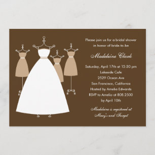 Modern Gowns Bridal Shower Invitation - Latte