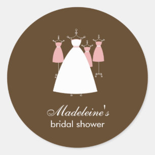 Modern Gowns Favour Stickers - Pink