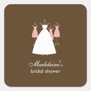 Modern Gowns Favour Stickers - Pink