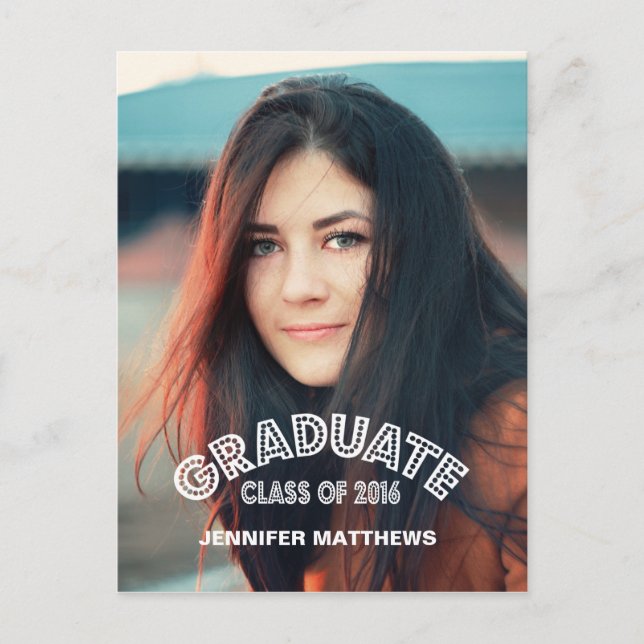 MODERN GRAD | 2016 GRADUATION PARTY INVITATION POSTCARD (Front)
