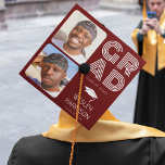 Modern GRAD 2x photo collage Graduate Graduation Cap Topper<br><div class="desc">Celebrate graduation in style with our trendy GRAD photo collage graduation cap. This artistic design features two curved square insta style photos of the grad, paired with distinct decorative lettering. The cap also includes the grad's name, place of study, and class year, all elegantly displayed with a white mortarboard symbol....</div>