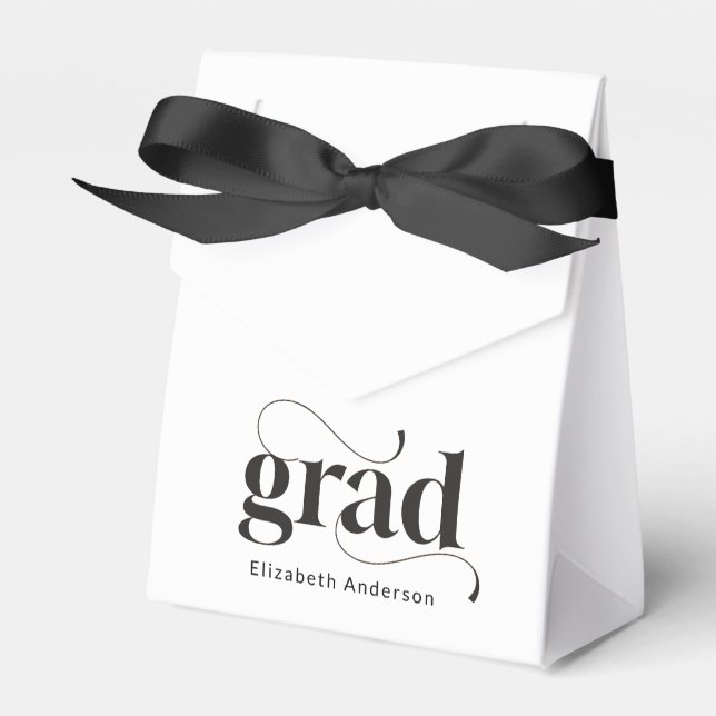  Modern GRAD Black Arch Photo Graduation Party Favor Box (Front Side)
