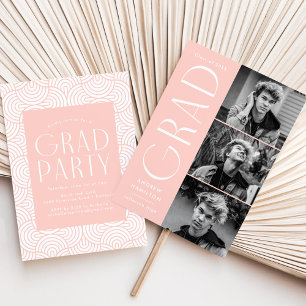 Modern Grad Blush 3 Photo Graduation Party Invitation