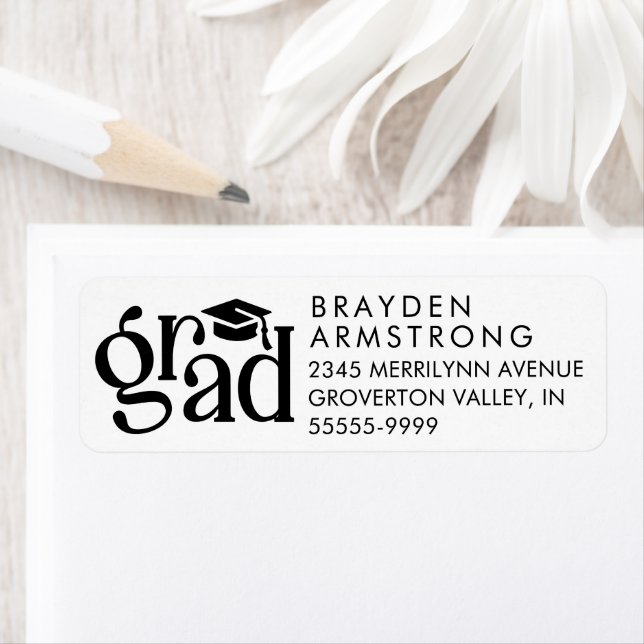 Modern Grad Bold Type Cap Black Custom Colours (Insitu)