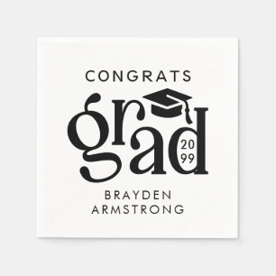 Modern Grad Bold Type Cap Black Custom Colours Napkin