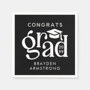 Modern Grad Bold Type Cap White Custom Colours Napkin