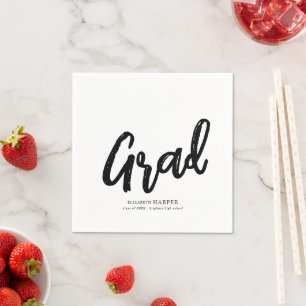 Modern Grad Brush Script Graduation Napkin