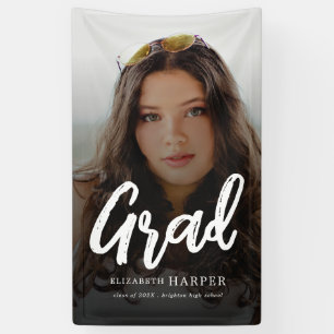 Modern Grad Brush Script Photo Graduation  Banner